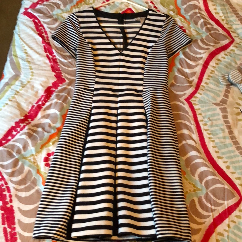 Banana Republic striped pleated dress